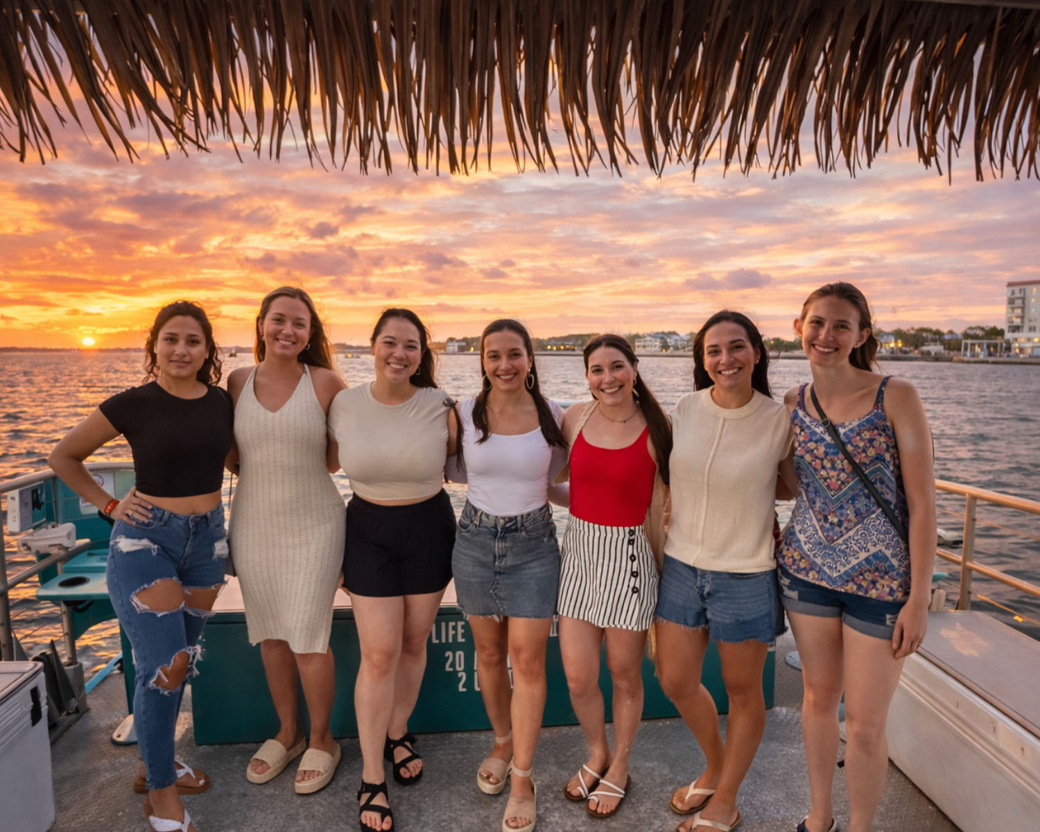 Women smiling on a boat
