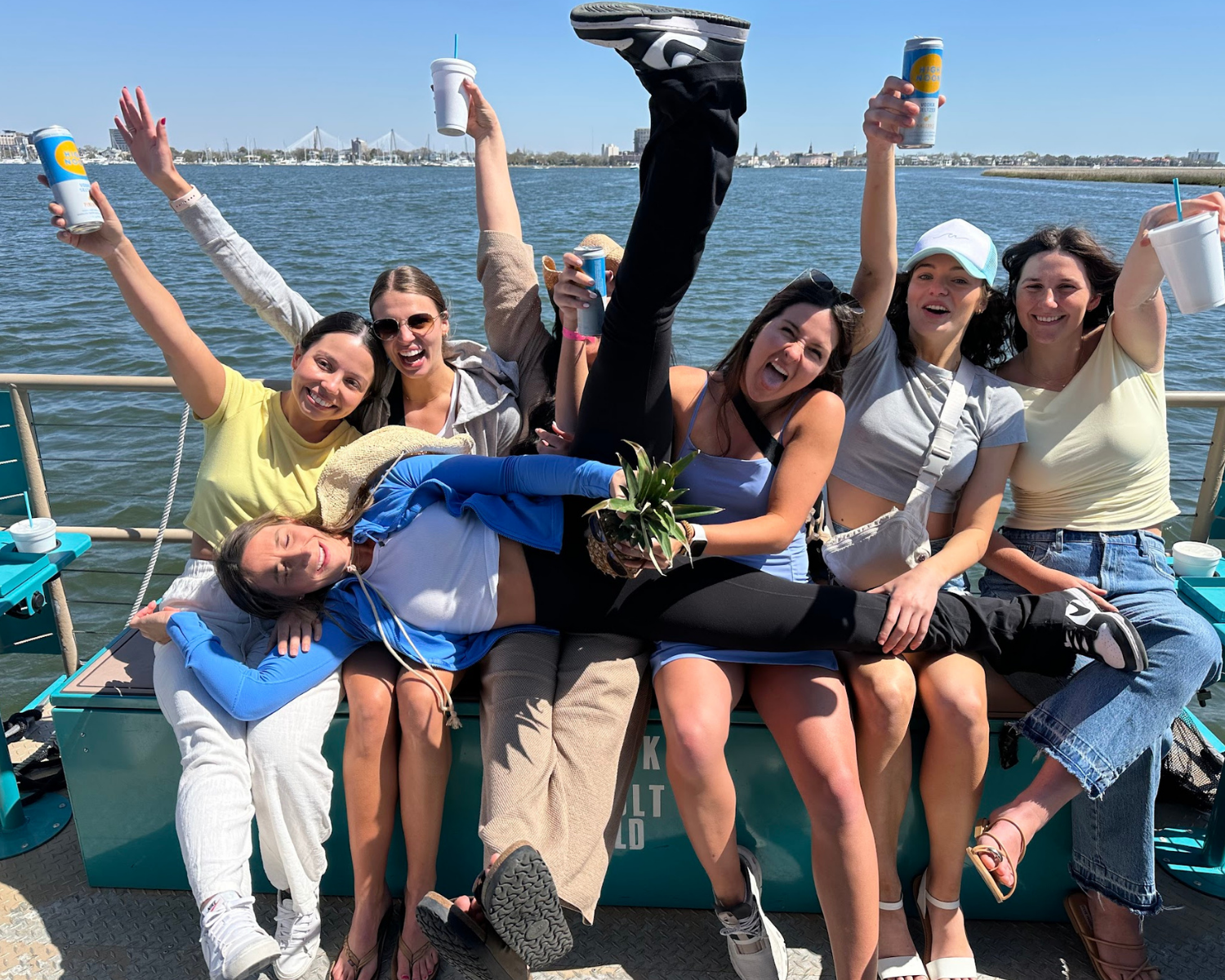 Girl's having fun on a boat
